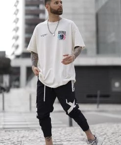 Mysite Rebel Short Sleeve Tee - Beige Influencer Looks