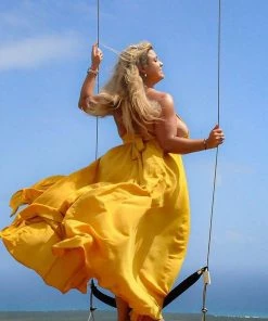 Mysite New Today River Flow Maxi Dress - Mustard