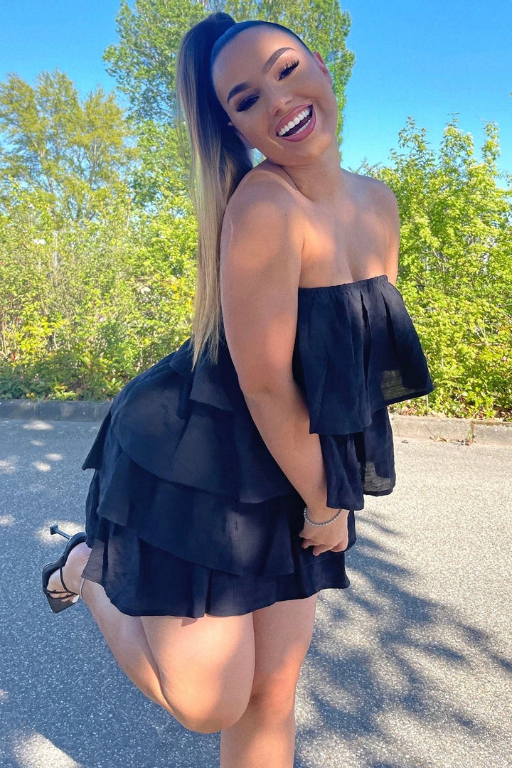 Mysite Ruffle It Up Mini Dress - Black 4 Mysite Ruffle It Up Mini Dress - Black