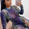 Fashion Nova Sassy Slither Snake Jumpsuit - Purple/combo