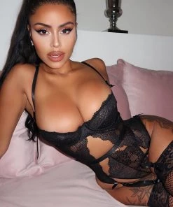 Fashion Nova Serious Lust Lace Garter Teddy - Black Teddies & Babydolls