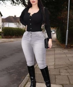 Fashion Nova Influencer Looks Serving Curves High Rise Skinny Jeans - Grey