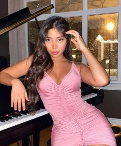 Mysite Shanghai Ruched Dress - Pink