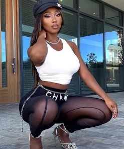 Fashion Nova Show Some Leg Mesh Leggings - Black