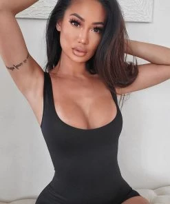 Fashion Nob Influencer Looks Stay Snatched Shapewear Bodysuit - Black
