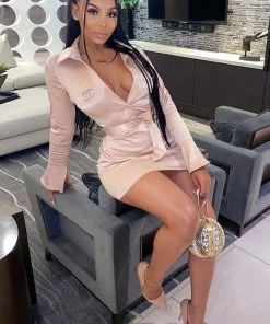 Mysite New Today Step Up Satin Mini Dress - Pink