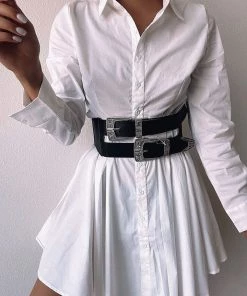 Fashion Nob Office Babe Stop And Flare Shirt Dress - White