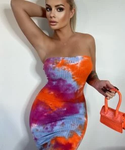 Mysite Sun Kissed Tie Dye Midi Dress - Pink/combo