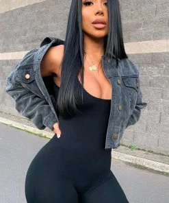 Mysite New Today Sweet Desire Denim Jacket - Black