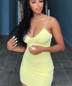 Mysite Sweet Talker Double Lined Mini Dress - Yellow