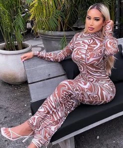 Fashion Nob NEW IN Swirl My Way Mesh Maxi Dress - Brown/combo