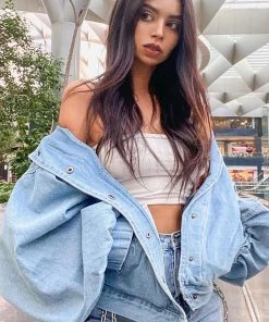 Fashion Nob Trixie Girl Denim Jacket - Medium Wash Influencer Looks
