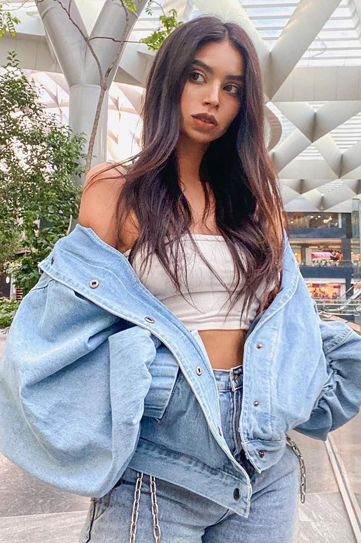 Fashion Nob Trixie Girl Denim Jacket - Medium Wash Influencer Looks 1 Fashion Nob Trixie Girl Denim Jacket - Medium Wash Influencer Looks