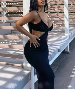 Mysite New Today Walk On The Beach Maxi Dress - Black