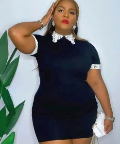 Mysite Wednesday Collar Dress - Black/Ivory DRESSES 13 Mysite Wednesday Collar Dress - Black/Ivory DRESSES