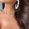 Fashion Nova What A Pearl Hoop Earrings - Gold Teddies & Babydolls