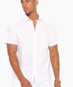Mysite Ryland Short Sleeve Woven Top - White New Today