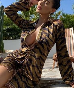 Fashion Nova Influencer Looks Wild Day Mini Dress - Olive/Combo