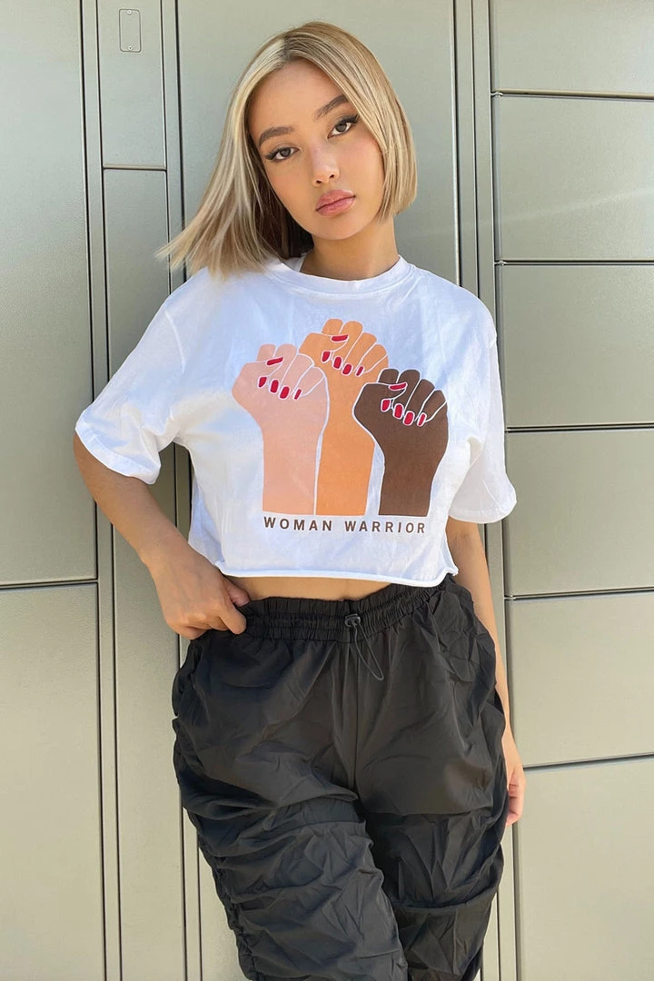 Mysite New Today Woman Warrior Crop Top - White 3 Mysite New Today Woman Warrior Crop Top - White