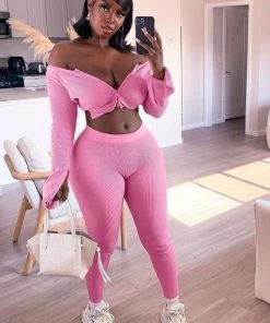 Fashion Nova Wrong Way Sweater Pant Set - Pink